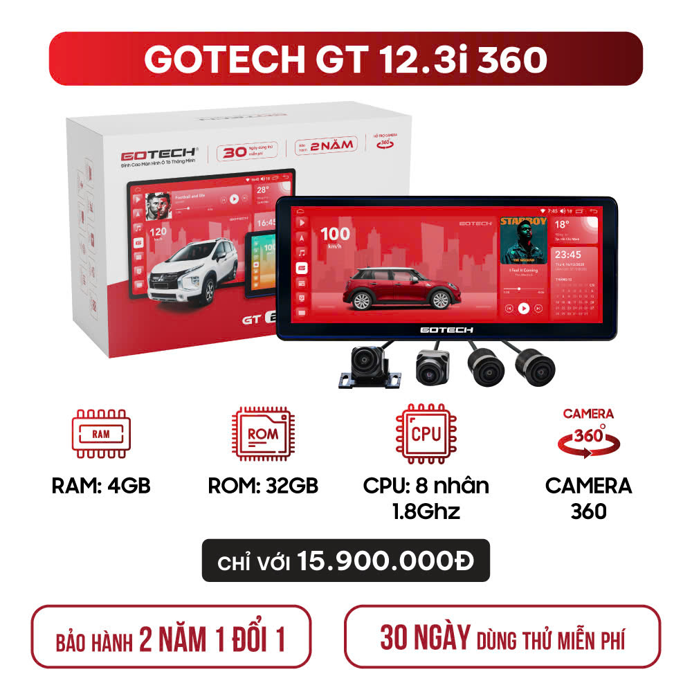 MÀN HÌNH Ô TÔ THÔNG MINH GOTECH GT12.3I 360
